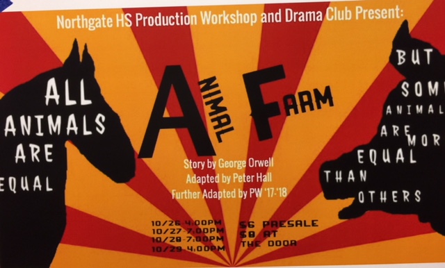 Student-designed promotional posters advertised the well-attended Animal Farm. 