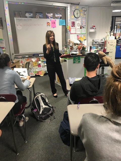 Science teacher Cori Starr, here in her physiology class, April 11, is a contender in NBC Sports All-Star Teacher Competition. 