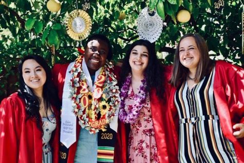 Friends Tralena Tran, Eden Broussard, Dalia Zarour and Grace Fenstermacher, four of the 373 members of the class of 2020, enjoy the end of high school in June 2020 before embarking on their next steps in education.