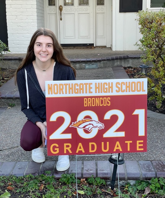 Senior Alina Stanley is one of hundreds of seniors who now have graduation signs, thanks to Northgate parents.