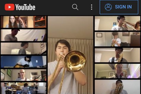 Freshman Aaron Baack solos with Jazz Band II during Northgates virtual concert featuring six musical groups. Baack also performs with the Concert Band. See link in article to access the concert on YouTube.